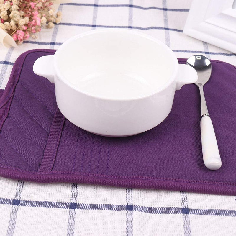 Anyi Pot Holders for Kitchen Heat Resistant, Cotton Hot Pads for Counter Table, Purple Kitchen Pot Holders with Pocket - Image 5